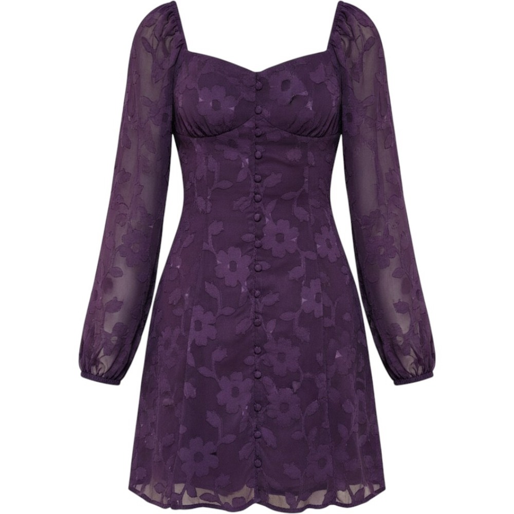 Urban Outfitters Mini Dress XS Purple Floral‎ Burnout Boho Whimsigoth Fairy Y2K